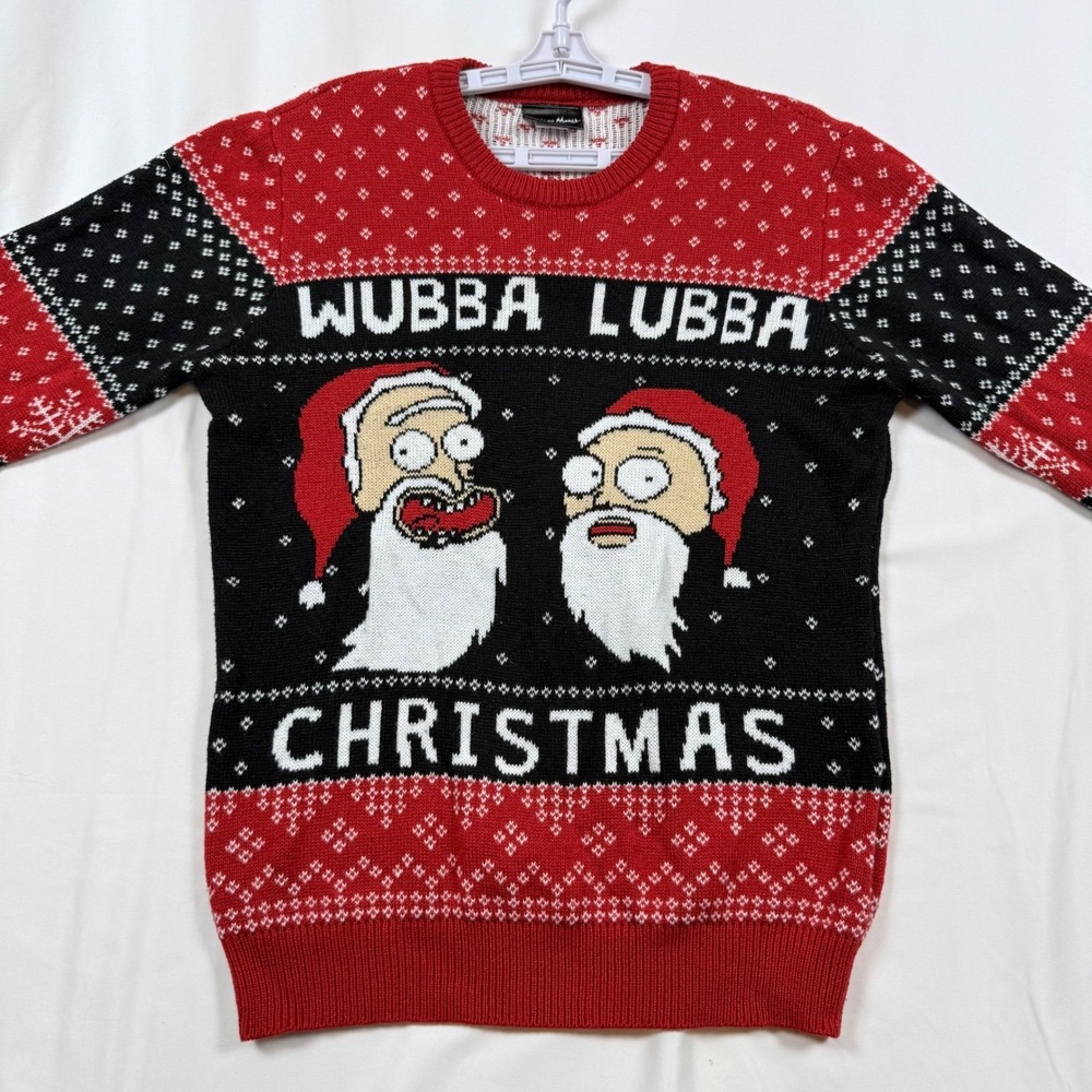 Rick and Morty Wubba Lubba Ugly Christmas Sweater Holiday Cartoon Mens Large